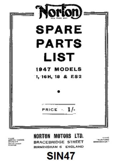 Picture of Parts list : Models Big 4, 16H, 18, ES2