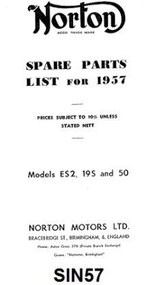 Picture of Parts list : Models ES2, 50, 19S