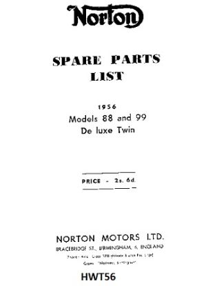 Picture of Parts list : Models 88, 99