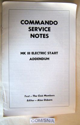 Picture of Commando Service Notes addendum