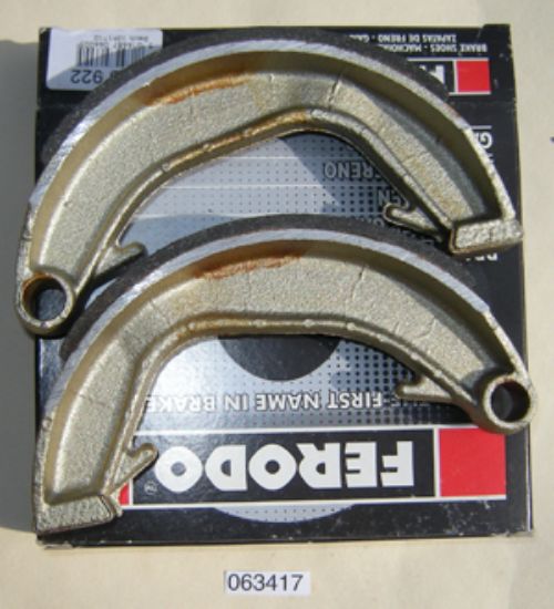 Picture of Brake shoes : Front or Rear : Pair : 7in Single Leading Shoe : Recessed to clear speedo drive on girder forks