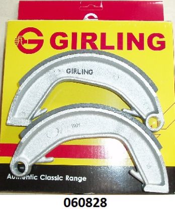Picture of Brake shoes : Front or Rear : Pair : 7in Single Leading Shoe : Recessed to clear speedo drive on girder forks