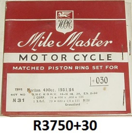 Picture of Piston ring set : 79mm +30 : 490cc : Wellworthy Mile Master : NOS Shop soiled