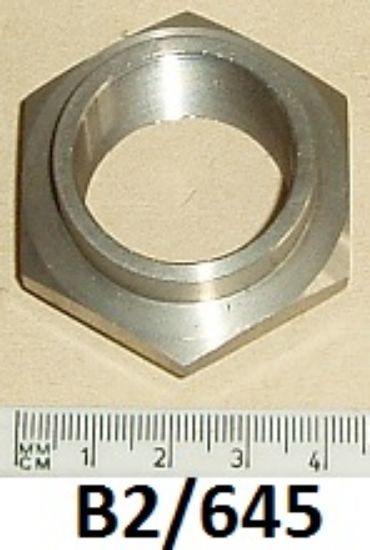 Picture of Fork head race adjuster nut : Non Featherbed models : Stainless steel