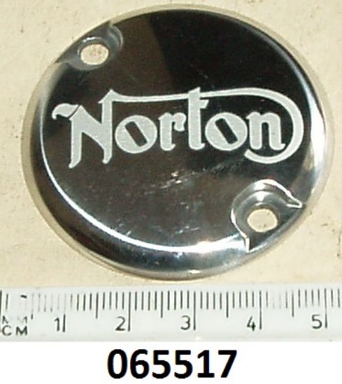 Picture of Cover : Gearbox inspection : Norton logo etched : Holes at 45 degrees : AMC gearbox