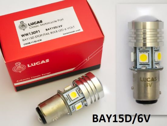 Picture of Light bulb : Rear : 6 Volt : LED : Genuine Lucas : Stop/Tail light bulb