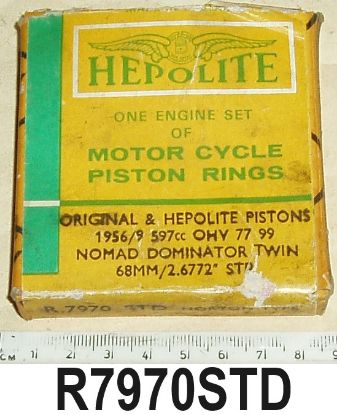 Picture of Piston rings : Engine set : 68mm Standard : 600cc & 650cc Twins : Genuine Hepolite