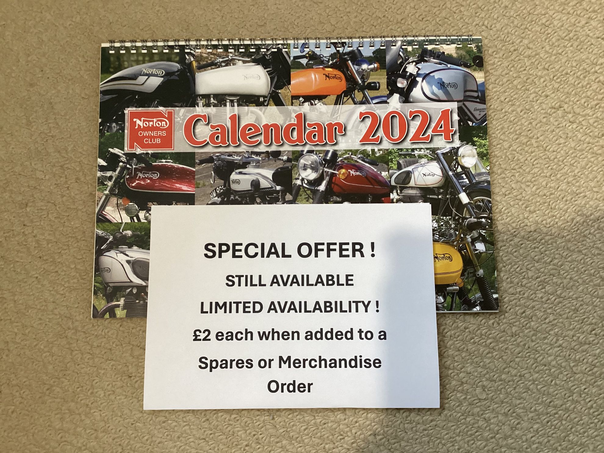 Norton Owners Club. NOC 2024 Calendar buy with a Spares or